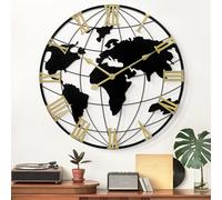 LEIKE Large Wall Clock 16IN, World Map Modern Style Wall Clocks, Big Clock for Wall Living Room Decor, Office Wall Decor, Silent Non-Ticking for Bedroom, Kitchen, School