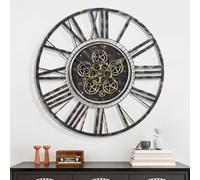 LEIKE Moving Gear Large Wall Clock 24inch/60cm Bronze, Decorative Wall Clocks for Living Room, Unique Farmhouse Steampunk Metal Wall Clock Decor, Office Wall Clocks