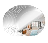 Leikedun 10 Pack Round Acrylic Wall Mirror Stickers 10cm | Acrylic Frameless Mirror Stickers, Self-Adhesive Backing Round Decorative Design, For Bathroom Bedroom Living Room Door