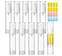 Leikedun 10Pcs Empty Airless Pump Bottles 10ml Refillable Clear Travel Pump Bottle Vacuum Cosmetic Container Vacuum Pess Bottle with Stickers for Foundation Essence Cream Lotion Toiletry