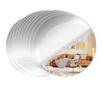 Leikedun 10Pcs Round Self Adhesive Wall Mirrors 15cm Acrylic Mirrors Stickers for Walls Makeup Frameless Mirror Sticker Decorative for Bathroom Bedroom Living Room Door