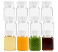 Leikedun 12Pcs 100ml Ginger Shot Bottles with Lids, Transparent Juice Bottles Leak-Proof Reusable Small Plastic Bottle Mini Bottle for Storing Juice Milk Water Beverages (100, Millilitres)