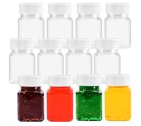 Leikedun 12Pcs 50ml Ginger Shot Bottles with Lids, Transparent Juice Bottles Leak-Proof Reusable Small Plastic Bottle Mini Bottle for Storing Juice Milk Water Beverages