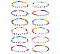 Leikedun 12Pcs Friendship Bracelets Colorful Beaded Bracelets Set for Graduate Kids Girls Fans Women