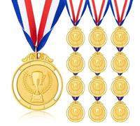 Leikedun 12PCS Metal Medals for Adults Children, Gold Award Medals with Ribbon, Football Medals Sports Day Medals for Football Match, Sports Day, Party Decoration