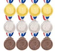 Leikedun 12PCS Metal Medals, Gold Silver Bronze Award Medals with Ribbon, 1st 2nd 3rd Number Medal Gold Medals for Adults Kids Children, Football Match, Sports Day