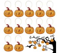 Leikedun 12PCS Mini Glittery Pumpkin Baubles for Halloween Tree - Party Decoration Hanging Ornaments for Indoor Outdoor Decor