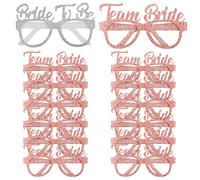 Leikedun 18 Pack Hen Party Glasses Shiny Rose Gold Team Bride Glasses Hen Party Accessories Hen do Night Party Game Photo Props Accessories Bride Party Props Bachelorette Party Decorations