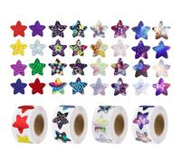 Leikedun 2000Pcs Rainbow Metallic Star Stickers, Holographic Glitter Paper, Eco-Friendly Ink, Self-Adhesive, Indoor Use, Glamorous Glittery Star Stickers for Reward Chart, DIY Decoration