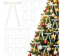 Leikedun 24 Pcs Christmas Tree Bows Decor, Velvet Bows for Christmas Tree Decorations and Gift Wrapping, Xmas Velvet Ornaments Home Party Decor (White)