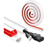 Leikedun 2M White Cable Trunking Self-Adhesive Wire Cover | Flexible Trunking for Electric Cables, Neat Cable Management, Protects & hides Wires on Wall Floor, Easy to Cut