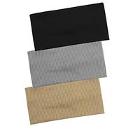 Leikedun 3PCS 8cm Wide Black Headband for Women Gray Stretchy Jersey Hair Band Breathable Hair Band for Yoga Makeup Running
