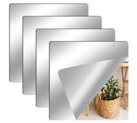 Leikedun 4 Pack HD Self Adhesive Mirror, 20x20cm Adhesive Mirror Tiles 2MM Thick Acrylic Large Full Body Length Acrylic Mirrors Stickers for Home Decoration Gym Hallway