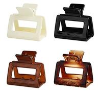 Leikedun 4 PCS Hair Claw Clips Square Medium Colourful Non slip Clip French for Fine Long Colors Accessories Girls and Women, Caramel+coffee+milk white+black