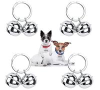Leikedun 4 Set Vintage Small Dog Cat Collar Bells Metal Pet Tracker Bells Pendant Key Rings (Silver)