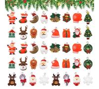 Leikedun 40pcs Small Resin Miniature Christmas Tree Hanging Ornaments | Mini Christmas tree tiny hanging decorations with Santa Claus snowman angel designs, holiday party supplies for home tree