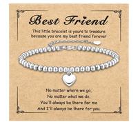 Leikedun Friendship Bracelets with Heart Charm Bracelet, Friendship Bracelet Gift Birthday Christmas Graduation Gifts with Greeting Card and Jewelry Box for Friends Kids Girls Women