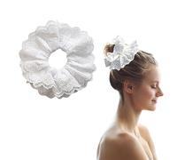 Leikedun Large Hair Scrunchies White Lace Scrunchies Elastic Hair Ties Ropes Hair Scrunchies Women Soft Hair Bands Scrunchy Bobbles Ponytail Holders Thick Hair Scrunchie Accessories Ladies Girls