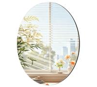 Leikedun Oval Wall Mirror 40 x 30 cm Stick On Mirror for Walls, Self Adhesive Frameless HD Mirrors for Bathroom, Hallway, Bedroom