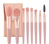 Leikedun Professional Makeup Brushes Set Mini 8Pcs Portable Make up Premium Kits with PU Leather Bag Foundation Powder Cosmetic Brush Blush Blending Eyeshadow Sets, Pink