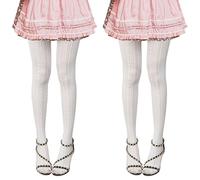 Leikedun Women's Tights, Traditional Tights, Bavarian Costume Stockings, Dance Tights with Cable Pattern for Oktoberfest Theme Party, White, One Size