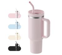 LEIKEEGO Travel Mug Coffee Cup, 1200ml/40oz Tumbler with Straw and Lid, Stainless Steel Double Wall Vacuum Insulated Coffee Cup with Handle-Keeps Cold for 24H-Hot for 12H(Pink)