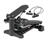 LeikeFitness Mini Stair Stepper for Exercise with Digital Monitor & Resistance Band Home Workout Equipment (Black)