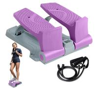Leikefitness Steppers for Exercise Mini Stair Stepper, Cardio Workout Equipment, Twist Stair Stepper with Resistance Bands Up-Down Motion for Full Body Workout Exercise Equipment for Home (pink)