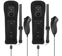 Leikurvo 2er Set Wii-Fernbedienung Gamecontroller, Controller Remote mit Nunchuck Controller für Vernbedinung Remote Plus Ersatz Kontroller Jostick Game Handle für Wii/WiiU Konsole(Schwarz)