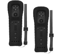 Leikurvo 2x Wii-Fernbedienung, Gamecontroller Wii Controller Wireless Remote Bewegungssensor Vernbedinung Ersatz Gamepad Controller für Wii & Wii-Konsole, mit Silikonhülle und Handschlaufe(Schwarz)