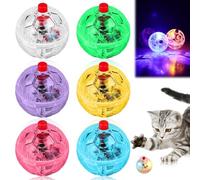 Leikurvo 6 Pack Cat Ball with LED Light, Flashing Cat Toy Movement Balls, Interactive Kitten Ball Toy, Paranormal Equipment (Pink, Blue, Purple, Yellow, Green, Transparent)