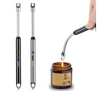 Leikurvo Arc Plasma Lighter, Electric USB Rechargeable Long Lighter, Set of 2, Black + Silver, Stainless Steel Zinc, Modern