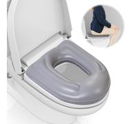 Leikurvo Inflatable Toilet Seat Cushion: Height-Adjustable Toilet Seat Cushion, PVC Pad, Toilet Support Cushion with Suction Cups for Adults, Elderly, Disabled, Coccyx Pain Relief (Grey)