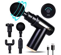 Leikurvo Mini Massage Gun, Muscle Massager, Portable Handheld Massager with 6 Speeds, USB C Charging Port and 4 Massage Heads, 40 dB Ultra Quiet Massage Gun (Black)