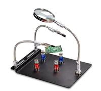 Leikurvo ML425 Third Hand Soldering, Includes Magnifying Glass & 4 Magnetic Posts, Soldering PCB Holder Tool, Metal Base Plate, Helping Arms