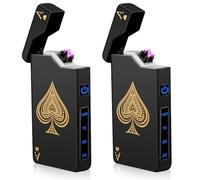 Leikurvo Pack of 2 Electric Arc Lighters, USB Rechargeable, Windproof, Black, Zinc Alloy, Modern Style