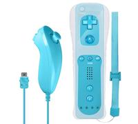 Leikurvo Wii Controller Remote mit Nunchuck, WIIFernbedienung Gamecontroller, Nunchuk Controller für WiiVernbedinung Remote Plus Ersatz Kontroller Jostick Game Handle für WiiU Konsole (Blau)