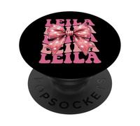 LEILA Name Coquette Bow Aesthetic for Women Girls PopSockets Adhesive PopGrip