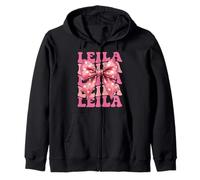 LEILA Name Coquette Bow Aesthetic for Women Girls Zip Hoodie
