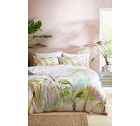 Appletree - Tropical Palm Leaves Duvet Cover - King Bedding Size (230 x 220cm) - 100% Cotton - Pink Piped Edge - 2 Pillowcases - Green Tropical Bedding with Leaf - Jungle Duvet Cover in Pink