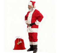 Leilaohu Mens Christmas 10 Pieces Santa Claus Costume Outfits Luxury Suit Adults Cosplay Xmas Party Novelty Tops Pants Fancy Clothes Set 10p,xxl
