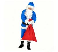 Leilaohu Santa Claus Costume for Men Deluxe Adult Santa Suit Blue 7Pcs Professional Christmas Clause Outfit Xmas Cosplay Party 7p,M