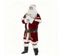 Leilaohu Santa Claus Costume Men Deluxe Professional Santa Suit Adults 12 Pcs Red Mens Outfit Christmas Clause Suits Adult 12P,XXXXXL