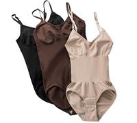 LEILEICAILI Bodysuit Women 3pcs Shapewear U-Neck Waist Trainer Tummy Control Shaping Leotard Jumpsuit Tops(S)