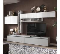 leilexi high gloss entertainment unit in bianco and gesso
