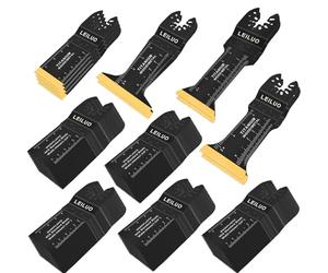 LEILUO 110 Pcs Multitool Blades Titanium Extra-Long & Wide Oscillating Saw Blades for Wood Drywall Nails Universal Oscillating Tool Accessories with Storage Bag Compatible with DeWalt Makita and More