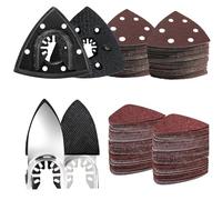 LEILUO 127Pcs Multi Tool Sanding Pad Kit 2 Pcs 93mm Triangle Sanding Pads 2 Pcs Fingertip Sand Pads 120 Pcs Sandpaper 3 Pcs Adapters Compatible with DeWalt Makita and More