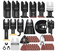LEILUO 156 Pcs Multitool Blade Kits for Cutting Sanding and Scraping Universal Multi Tool Accessories with Storage Bag Compatible with DeWalt Makita and More