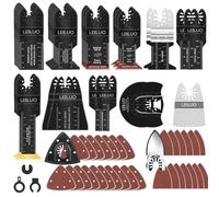 LEILUO 158 Pcs Multitool Blade Kits Cutting and Sandpaper Oscillating Tool Accessories Universal Oscillating Saw Blades with Storage Bag Compatible with DeWalt Makita Dremel and More