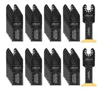LEILUO 50 Pcs Titanium Multitool Blades Set Extra Long Oscillating Tool Blades with Storage Bag Universal Fit Cutting Accessories for Wood Nails Drywall PVC Trim Home Renovation
